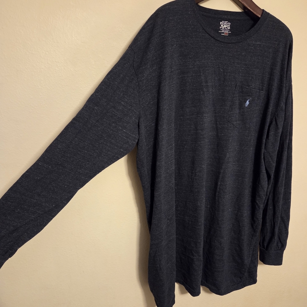 Polo Ralph Lauren Men’s Long Sleeve T-shirt 3XLT Heather Gray Pocketed - Picture 2 of 11